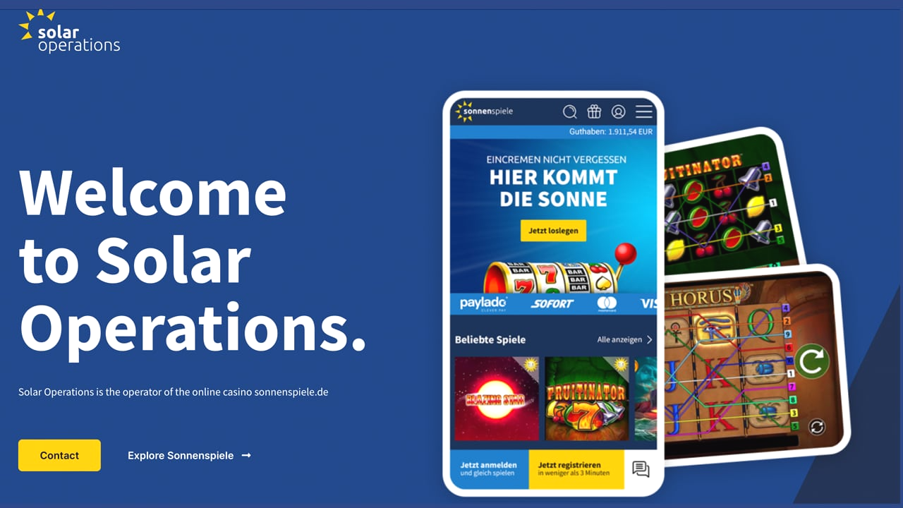 Sonnenspiele Casino App auf einem Smartphone mit Spielauswahl im Querformat